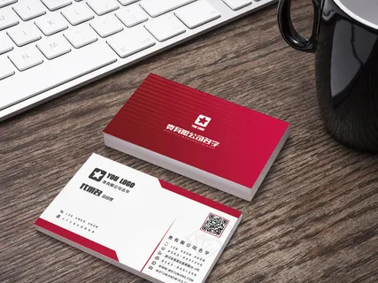 新款玫瑰红简洁高档名片模板