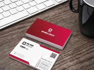 新款玫瑰红简洁高档名片模板