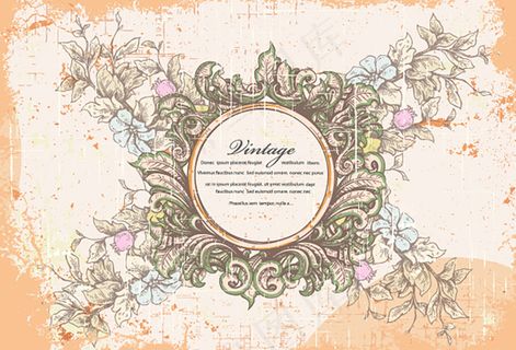 复古花纹请柬边框矢量素材