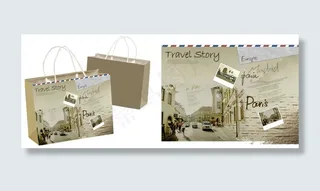 高清PSD分层古遗址图画纸袋模板