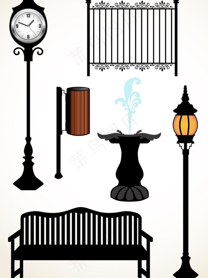 公园花园装饰元素矢量图片