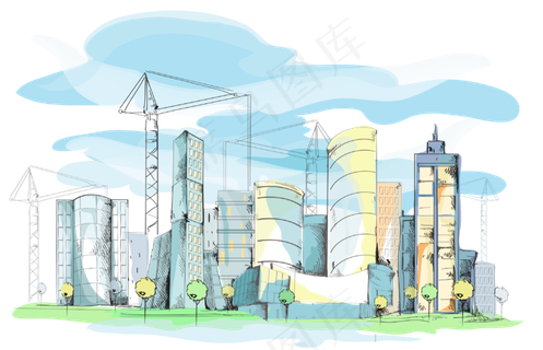 手绘城市建筑规划免抠图