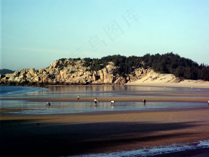 海滩拾贝人图片