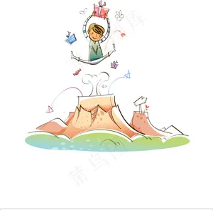 火山迸发出的礼物高清矢量插画ai源...