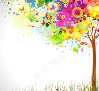创意 小草 大树 圆图片