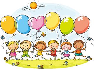 拿着气球的卡通儿童