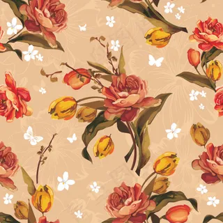 彩绘花朵鲜花画稿矢量素材