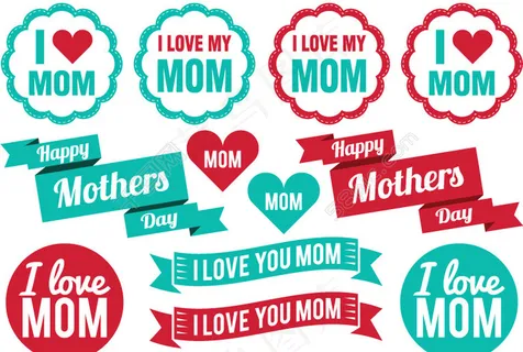 母亲节丝带与标签矢量素材