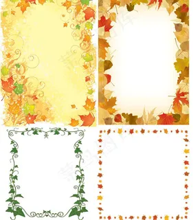 四款个性植物边框矢量素材