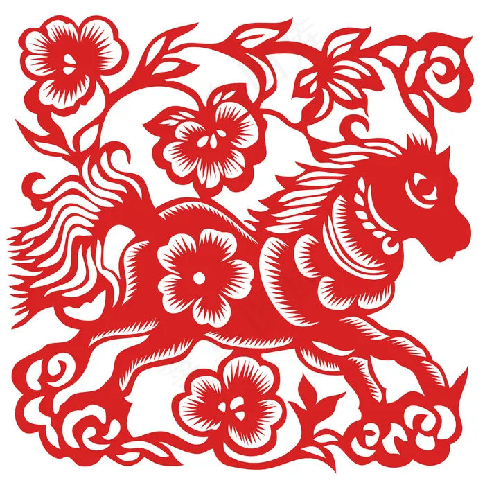 剪纸马图片