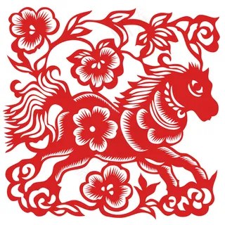 剪纸马图片