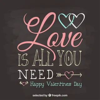 情人节的问候在黑板上