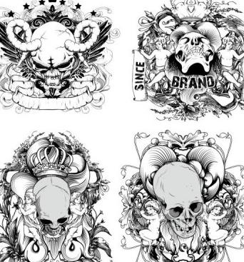 手绘线稿魔鬼与天使矢量ai矢量模版下载