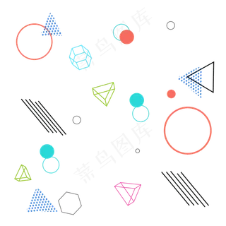简约几何图案孟菲斯,免抠元素