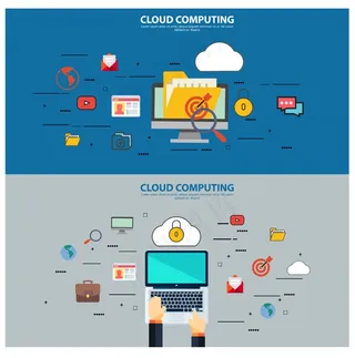 云计算概念插图与笔记本电脑和ui自...