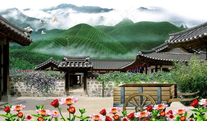 自然风景 农家院落图片(4961X3189(DPI:300))psd模版下载