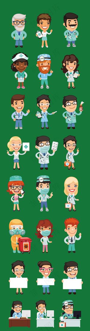 矢量文件听诊器医疗素材医生护士Q版...