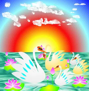 天鹅装饰画图片