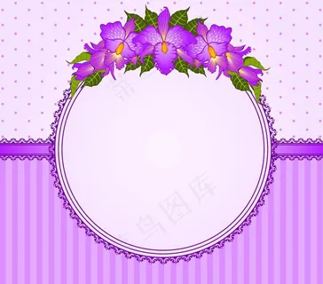 梦幻花纹花朵绿叶花边框图片