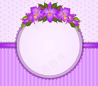 梦幻花纹花朵绿叶花边框图片