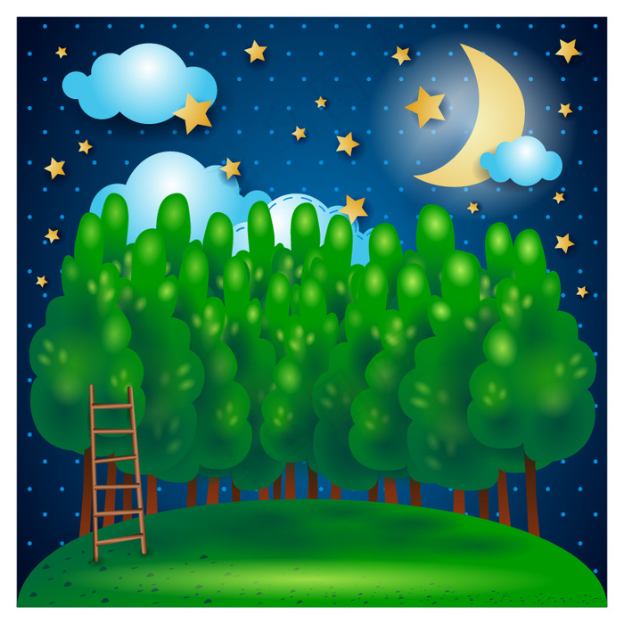 卡通夏季的星空ai矢量模版下载