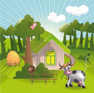 可爱的城郊农场向量