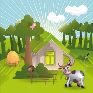 可爱的城郊农场向量
