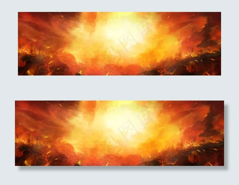 炫彩火焰高光战火海报背景素材(1920X600(DPI:72))psd模版下载