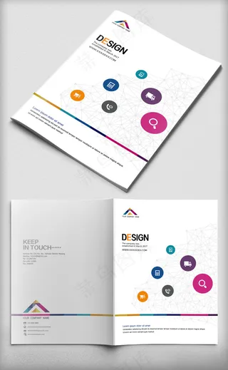 简约时尚多元素现代商务画册封面设计...