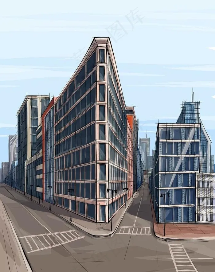 城市建筑 街道图片eps,ai矢量模版下载