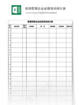 信用管理企业业绩情况统计表格