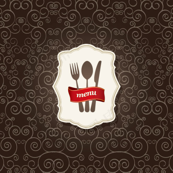 矢量素材餐具封面设计背景花纹