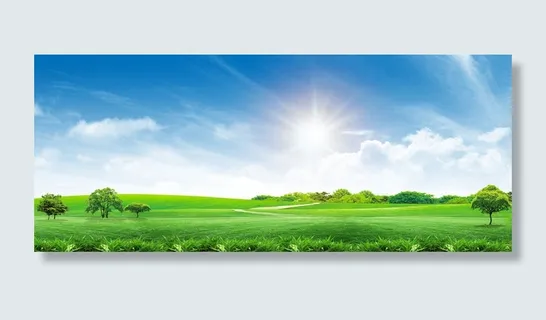 蓝天白云草地海报背景图PSD模版下...