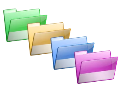 绿黄蓝紫色的文件夹的剪辑艺术