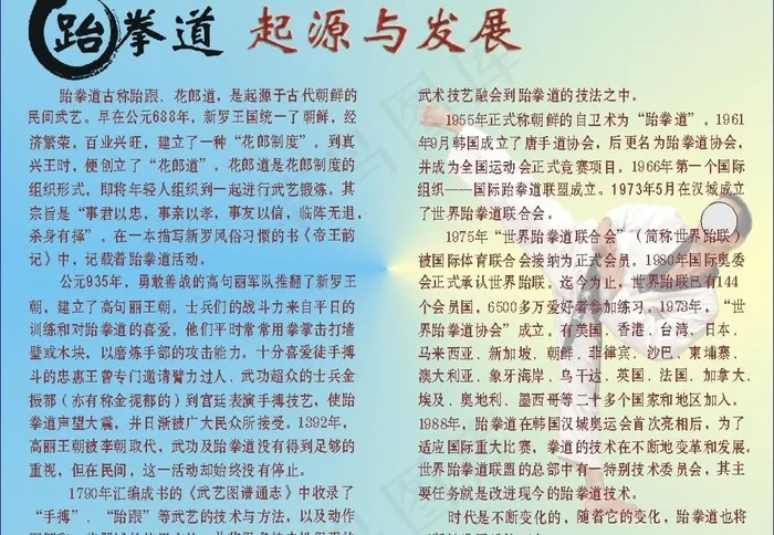 体育运动宣传展板 跆拳道起源图片cdr矢量模版下载