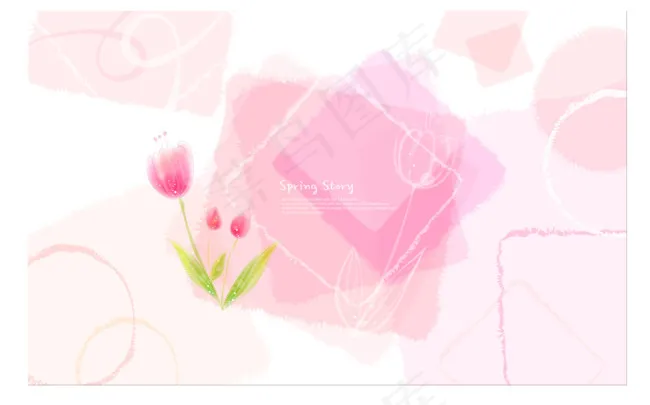 精美粉色花儿素材ai矢量模版下载