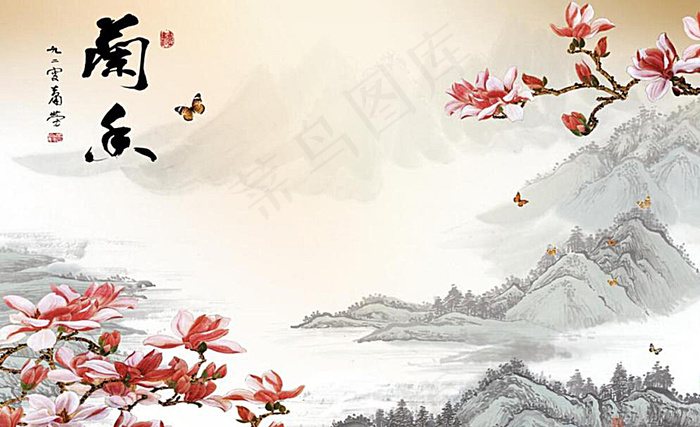 中国风电视背景墙图片(9071X5669(DPI:72))psd模版下载