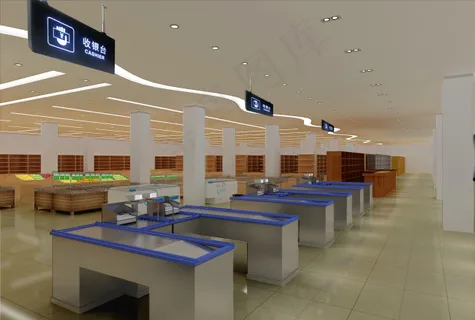 商场收银台效果图