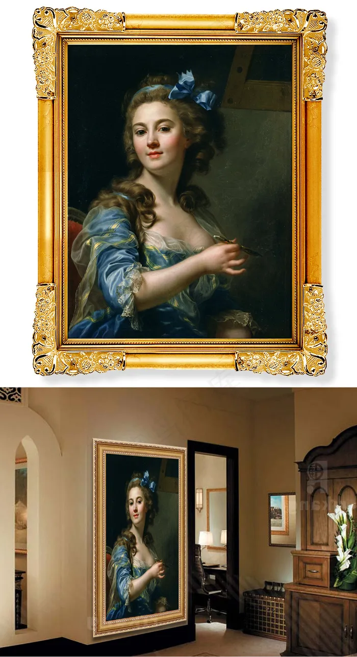 美丽妩媚少女油画无框画