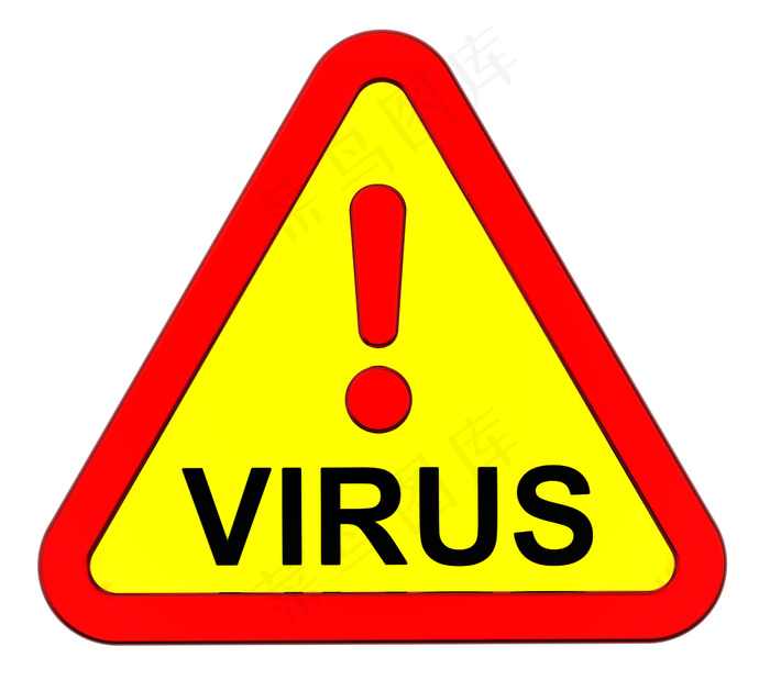 病毒警告标志的白色隔离