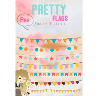 各种形状吊旗和彩旗效果PS笔刷