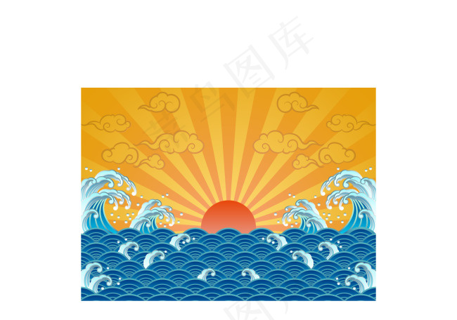 中国古典海潮波浪eps,ai矢量模版下载