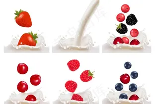水果 鲜奶 草莓 蓝莓 樱桃 牛奶...