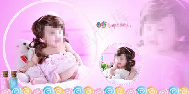 粉色宝宝相册模板设计(4000X2000(DPI:254))psd模版下载