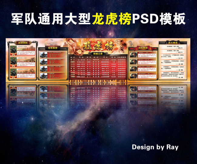 大型通用军队龙虎榜PSD模板(7244X1732(DPI:100))psd模版下载