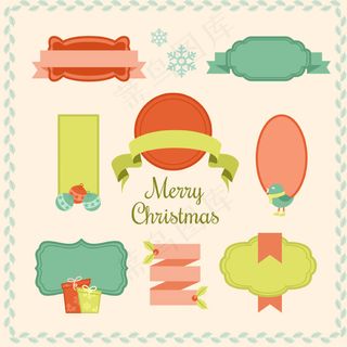 8款彩色节日空白标签矢量素材.