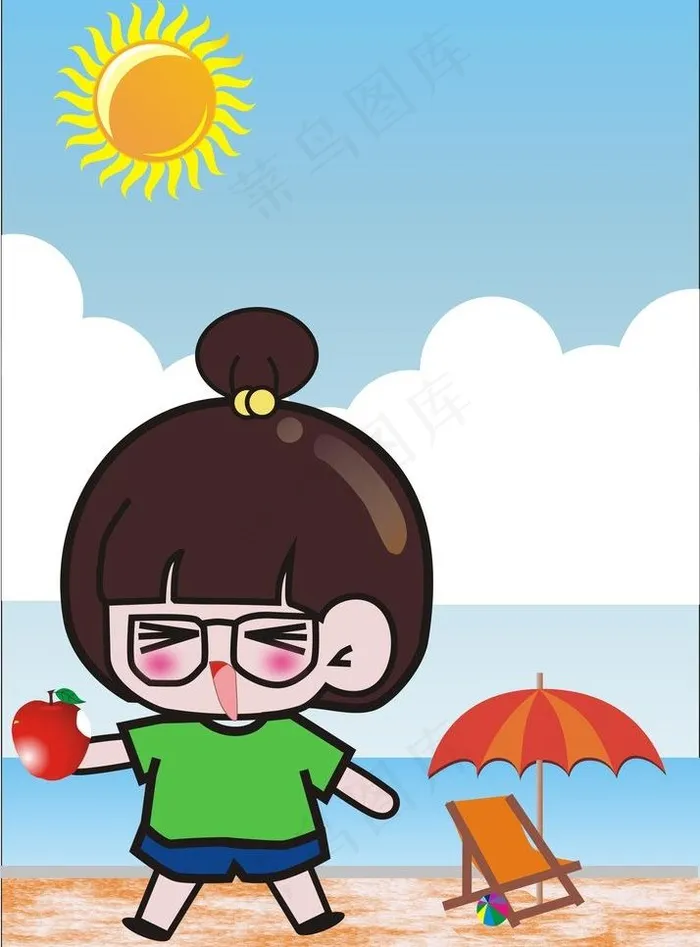 阳光海滩美眉图片cdr矢量模版下载