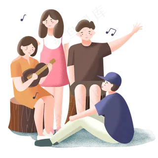 四个唱歌弹奏乐器的人设计图四个唱歌弹奏乐器的人设计图