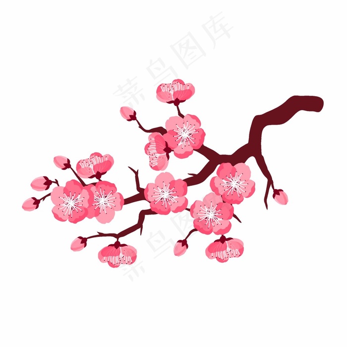 手绘粉色桃花元素（3）eps,ai矢量模版下载