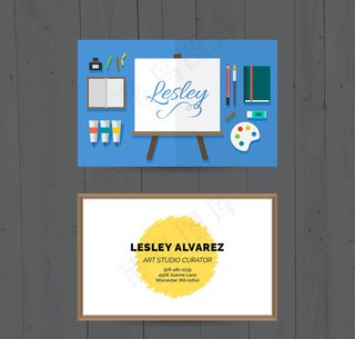 创意绘画工具艺术室名片矢量素材